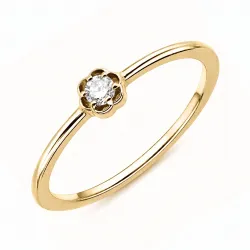 blomster lab grown diamant ring i forgyldt sølv