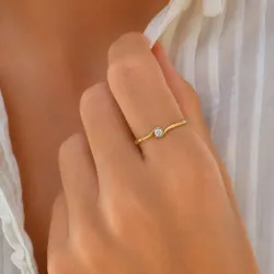 lab grown diamant solitairering i forgyldt sølv