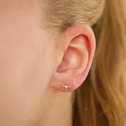 kors ørestikker i 9 karat guld med zirkon