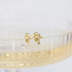 kors ørestikker i 9 karat guld med zirkon