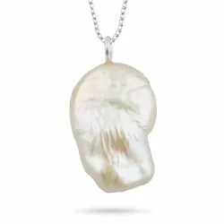 perle halskæde i sølv med vedhæng i sølv