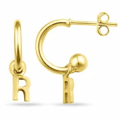 bogstav R halvcreoler i forgyldt sølv - My Letter