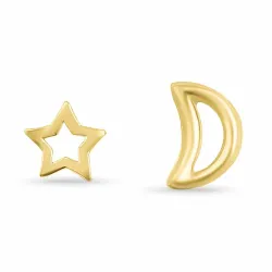 måne og stjerne ørestikker i forgyldt sølv