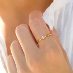 krystal ring i forgyldt sølv