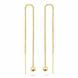 lange kugle kæde øreringe i forgyldt sølv