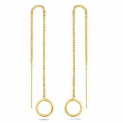 lange rund kæde øreringe i forgyldt sølv