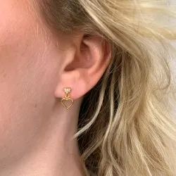 hjerter zirkon øreringe i forgyldt sølv