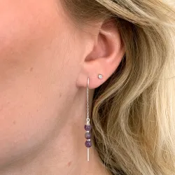 ametyst kæde øreringe i sølv - Loom Stones