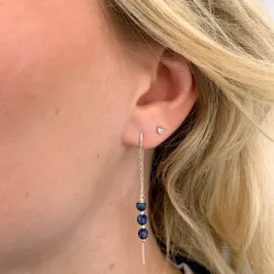lapis lazuli kæde øreringe i sølv - Loom Stones