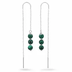 malakit kæde øreringe i sølv - Loom Stones