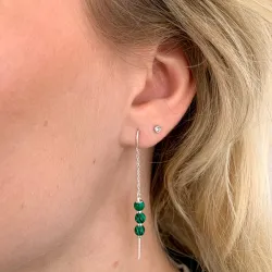 malakit kæde øreringe i sølv - Loom Stones