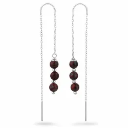 rød jasper kæde øreringe i sølv - Loom Stones
