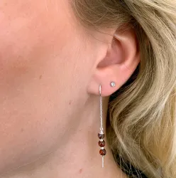 rød jasper kæde øreringe i sølv - Loom Stones