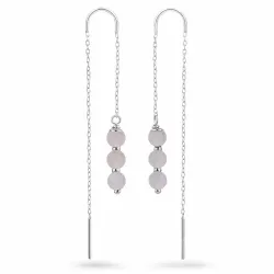 rosa kvarts kæde øreringe i sølv - Loom Stones