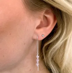 rosa kvarts kæde øreringe i sølv - Loom Stones