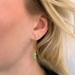 amazonit kæde øreringe i forgyldt sølv - Loom Stones