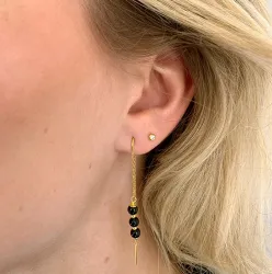 sorte onyks kæde øreringe i forgyldt sølv - Loom Stones