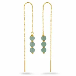 jadesten kæde øreringe i forgyldt sølv - Loom Stones