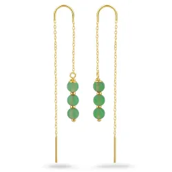 jadesten kæde øreringe i forgyldt sølv - Loom Stones