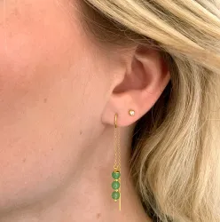 jadesten kæde øreringe i forgyldt sølv - Loom Stones