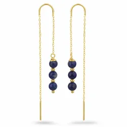 lapis lazuli kæde øreringe i forgyldt sølv - Loom Stones