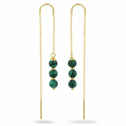 malakit kæde øreringe i forgyldt sølv - Loom Stones