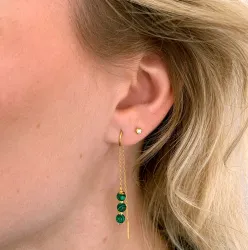 malakit kæde øreringe i forgyldt sølv - Loom Stones