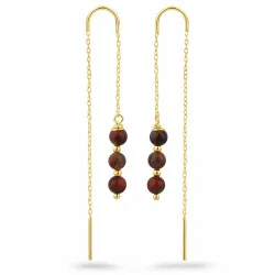 røde jasper kæde øreringe i forgyldt sølv - Loom Stones