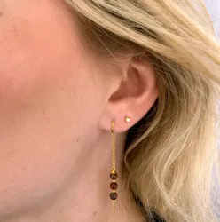 røde jasper kæde øreringe i forgyldt sølv - Loom Stones