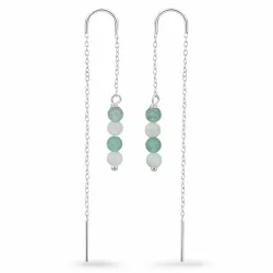 amazonit kæde øreringe i sølv - Loom Stones