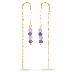 lavendelfarvet ametyst kæde øreringe i forgyldt sølv - Loom Stones