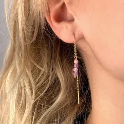 lavendelfarvet ametyst kæde øreringe i forgyldt sølv - Loom Stones