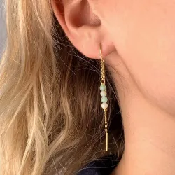 amazonit kæde øreringe i forgyldt sølv - Loom Stones