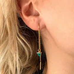 malakit kæde øreringe i forgyldt sølv - Loom Stones