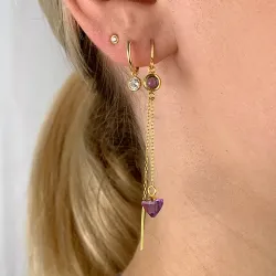 ametyst kæde øreringe i forgyldt sølv - Loom Stones