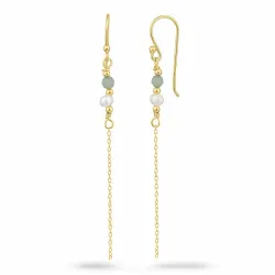 perle kæde øreringe i forgyldt sølv - Loom Stones