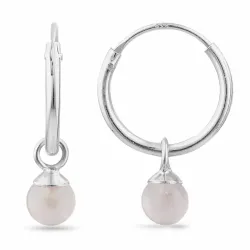 12 mm rosa kvarts creoler i sølv - Loom Stones