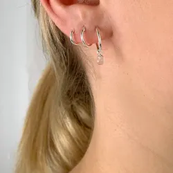 12 mm rosa kvarts creoler i sølv - Loom Stones