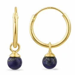 12 mm lapis lazuli creoler i forgyldt sølv - Loom Stones