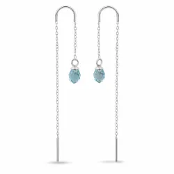 blå topas glas kæde øreringe i sølv