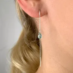 blå topas glas kæde øreringe i sølv