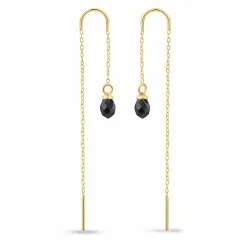 sorte zirkon kæde øreringe i forgyldt sølv - Loom Stones
