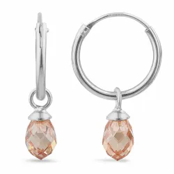 12 mm champagnefarvet zirkon creoler i sølv - Loom Stones