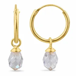 12 mm hvide zirkon creoler i forgyldt sølv - Loom Stones