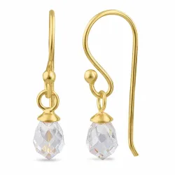 hvide zirkon ørehænger i forgyldt sølv - Loom Stones