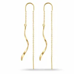 lange kæde øreringe i forgyldt sølv