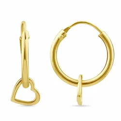 12 mm hjerte creoler i forgyldt sølv