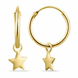 12 mm stjerne creoler i forgyldt sølv