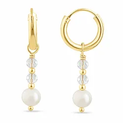 14 mm perle creoler i forgyldt sølv