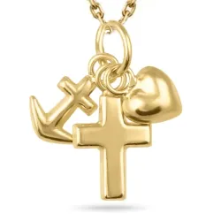 tro-håb-kærlighed halskæde i forgyldt sølv med vedhæng i forgyldt sølv